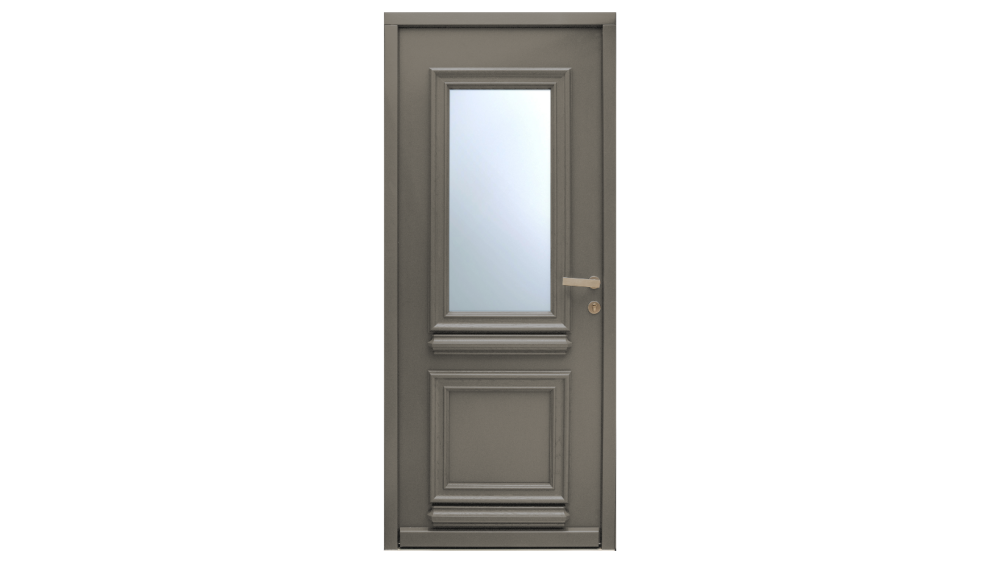Porte d'entrée ouvrant monobloc bois modèle Saline vitrée